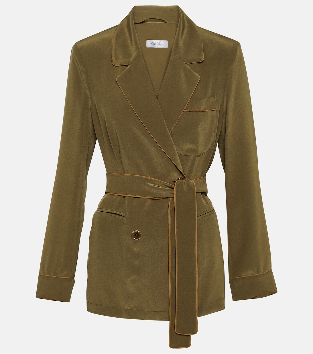 

Шелковый блейзер Rosano с поясом MAX MARA, зеленый