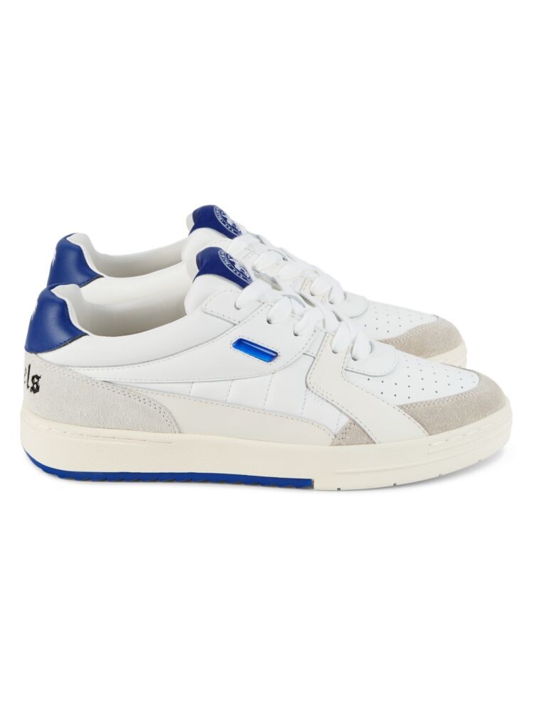 

Кроссовки из кожи и замши с логотипом Palm Angels, цвет White Blue