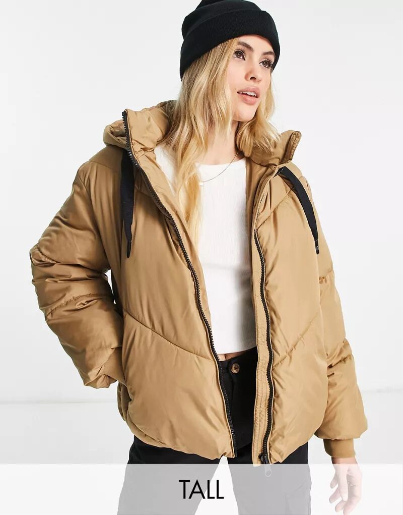 Светло-коричневое стеганое пальто с капюшоном Vero Moda