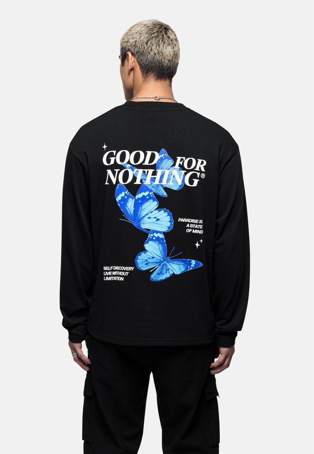 

Футболка с длинными рукавами Oversized Butterfly Print Long Sleeve Tee Good For Nothing, черный