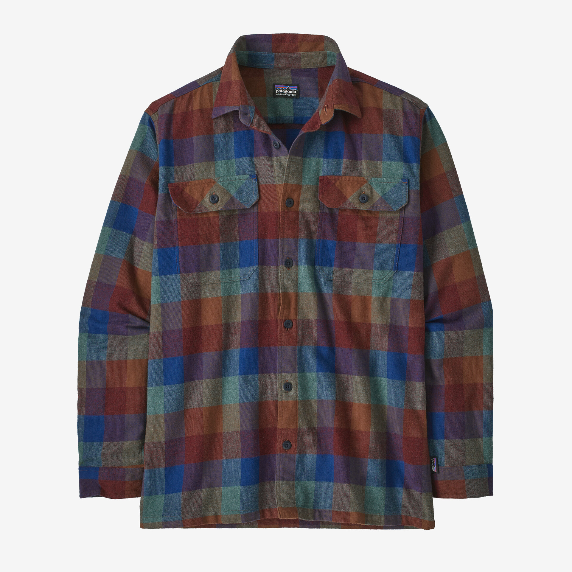 Мужская фланелевая рубашка среднего веса из органического хлопка с длинными рукавами Fjord Patagonia, цвет Guides: Superior Blue цена и фото