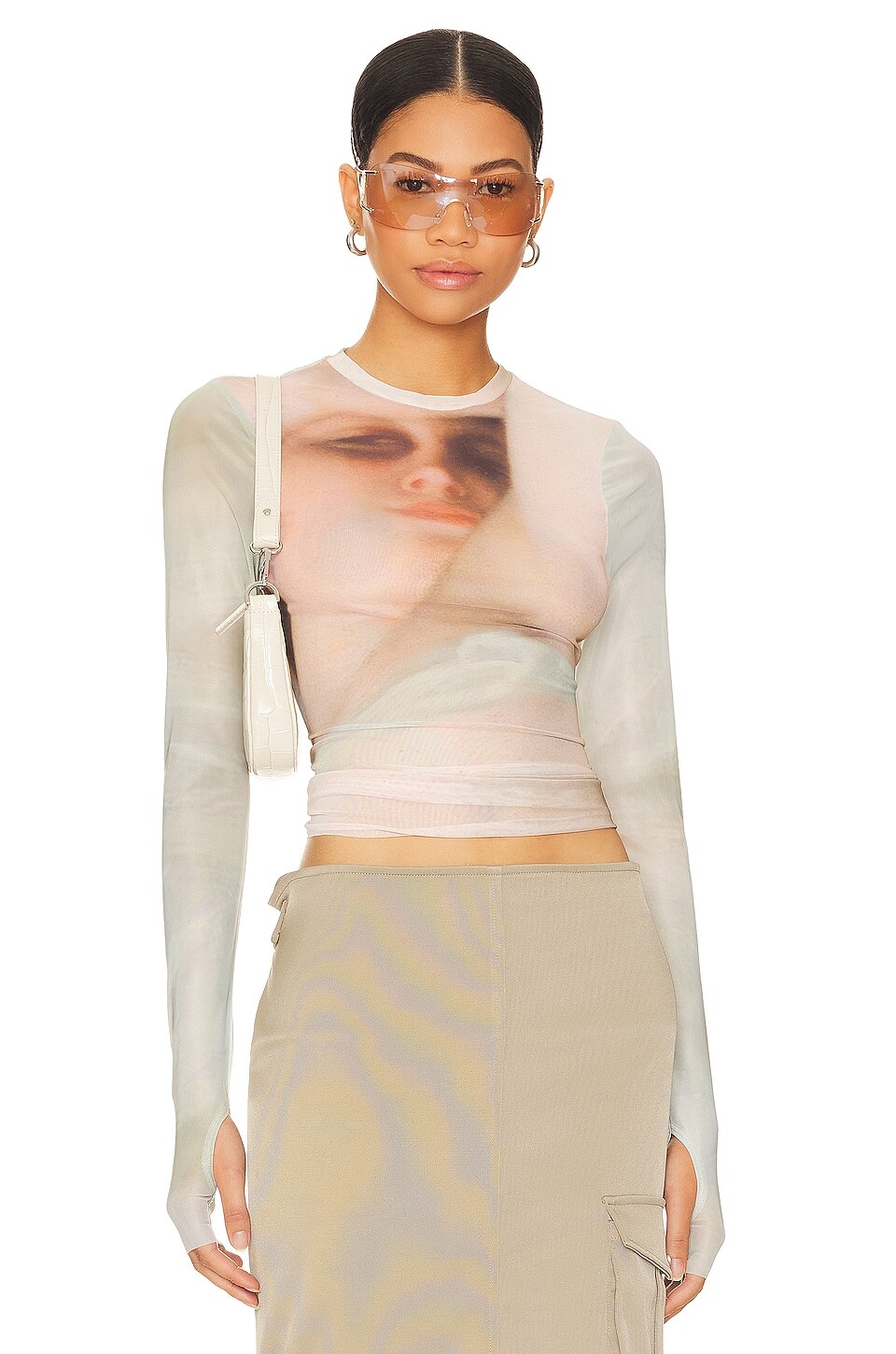 

Топ AFRM Kaylee Long Sleeve, цвет Nude Portrait