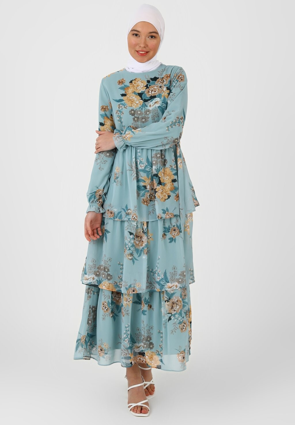 

Длинное платье Floral Design Modest RefkaModanisa