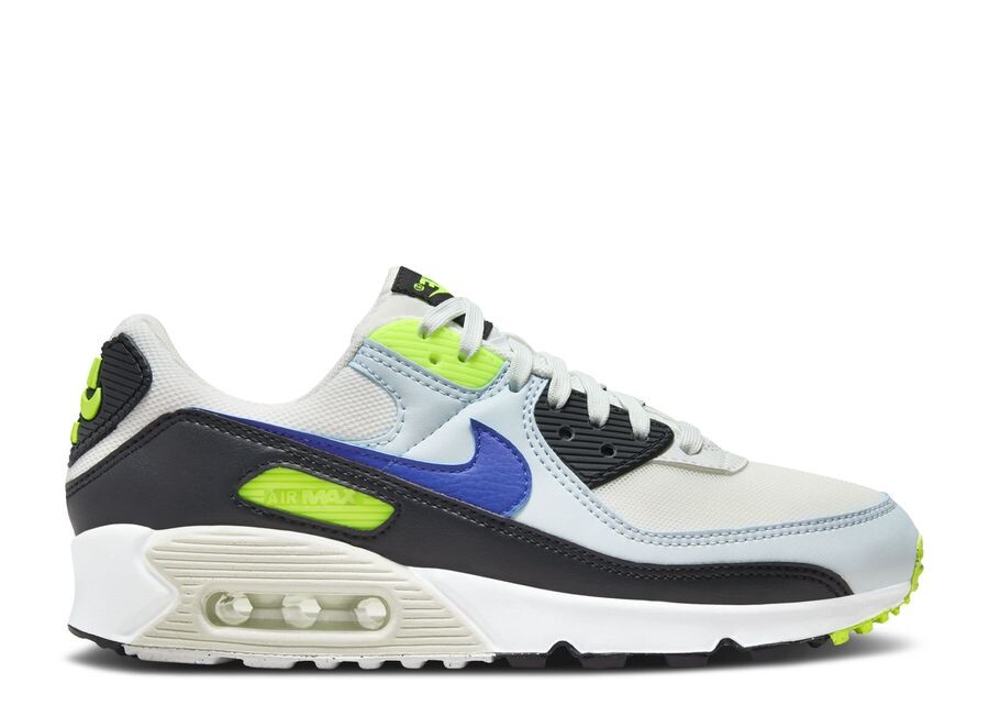 

Кроссовки Nike Wmns Air Max 90, цвет White Blue Tint Volt