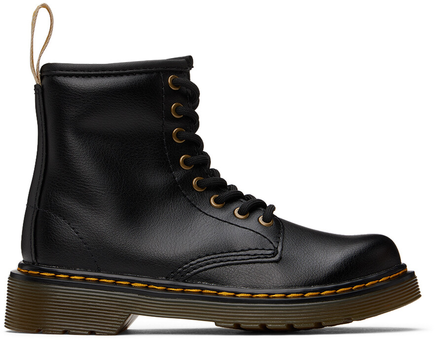 

Kids Black Vegan 1460 Big Kids Boots Черный/Оружейный металлик США Dr. Martens
