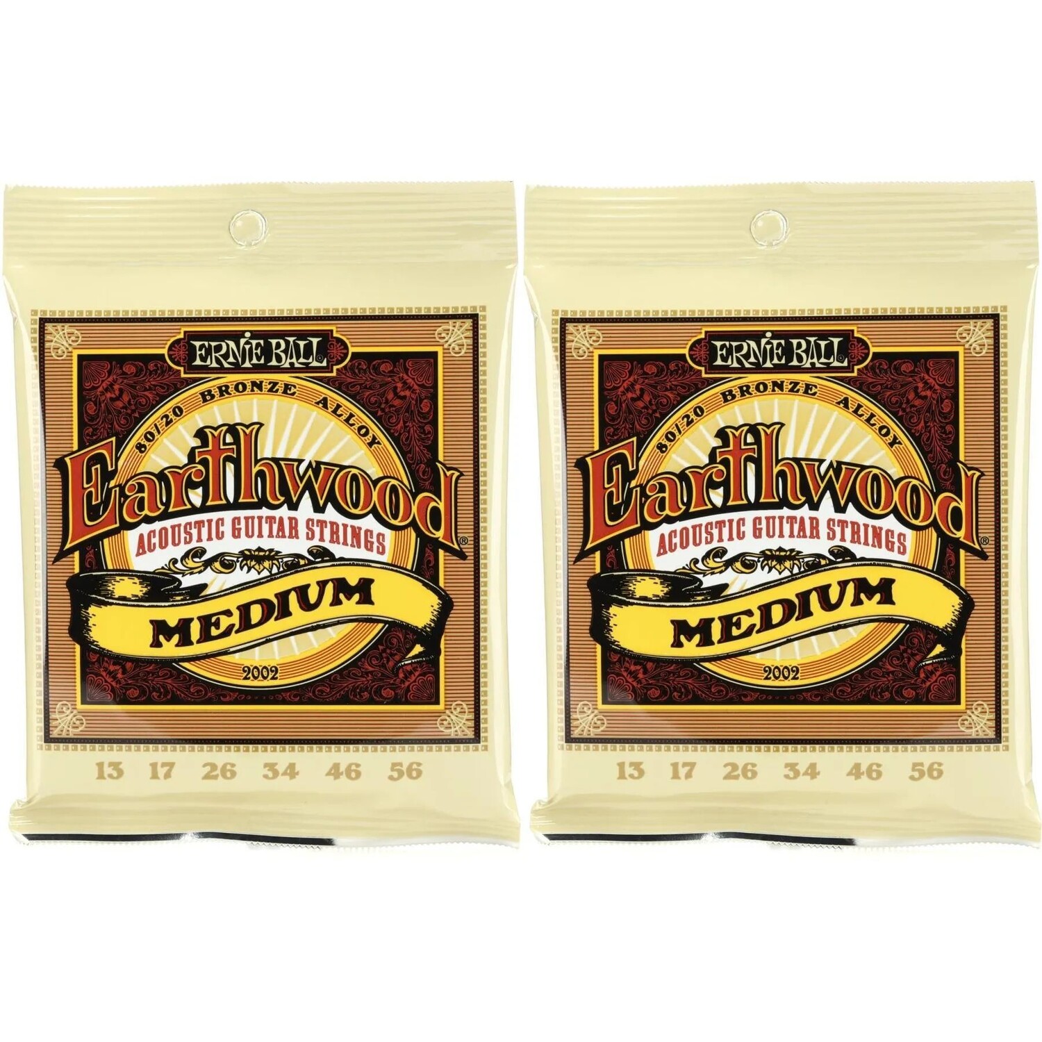 

Струны для акустической гитары Ernie Ball 2002 Earthwood 80/20, бронзовые — .013-.056, средние (2 шт.)