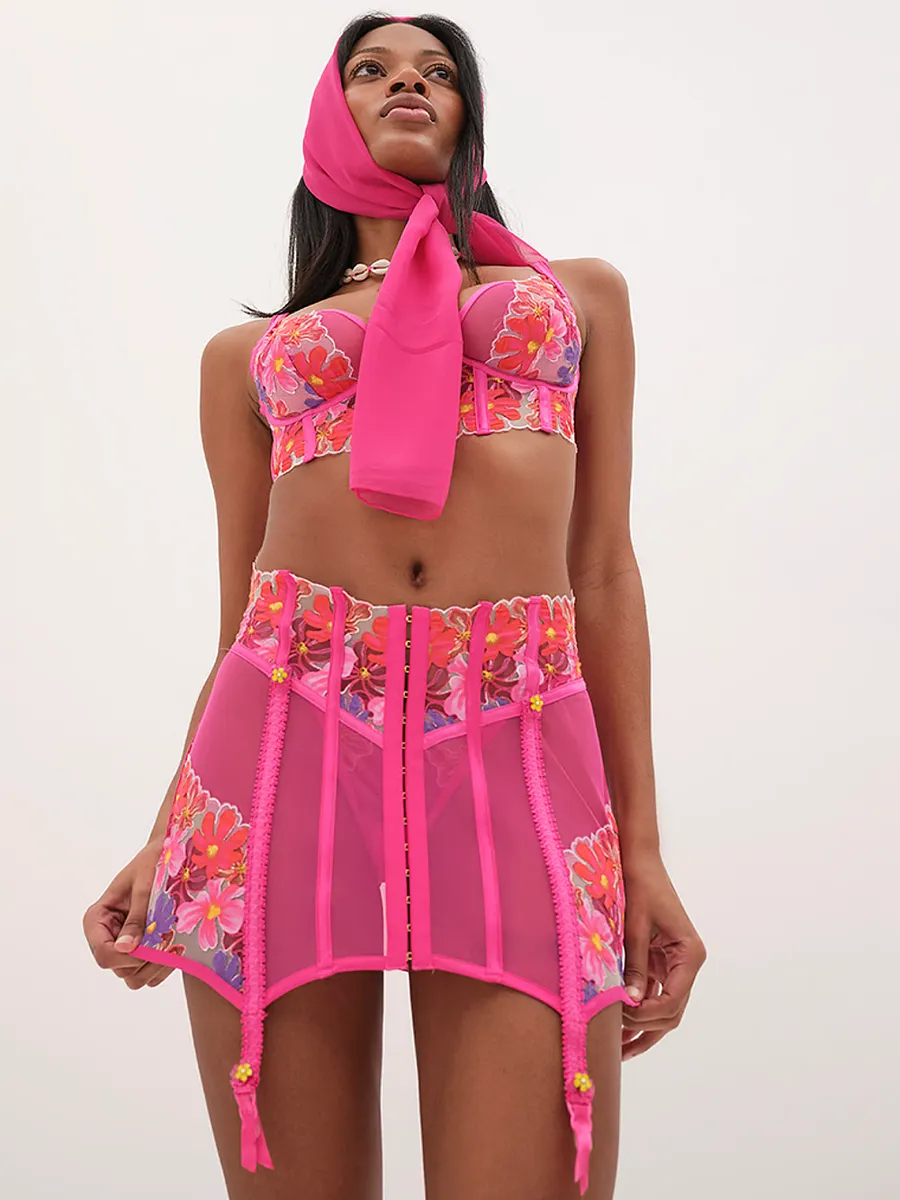 

Юбка с подвязками и цветочным принтом Anemone For Love & Lemons, розовый