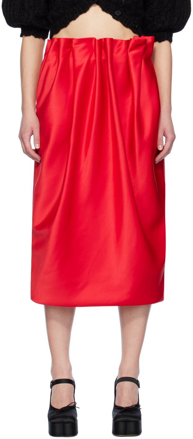 Красная юбка-миди со складками Simone Rocha