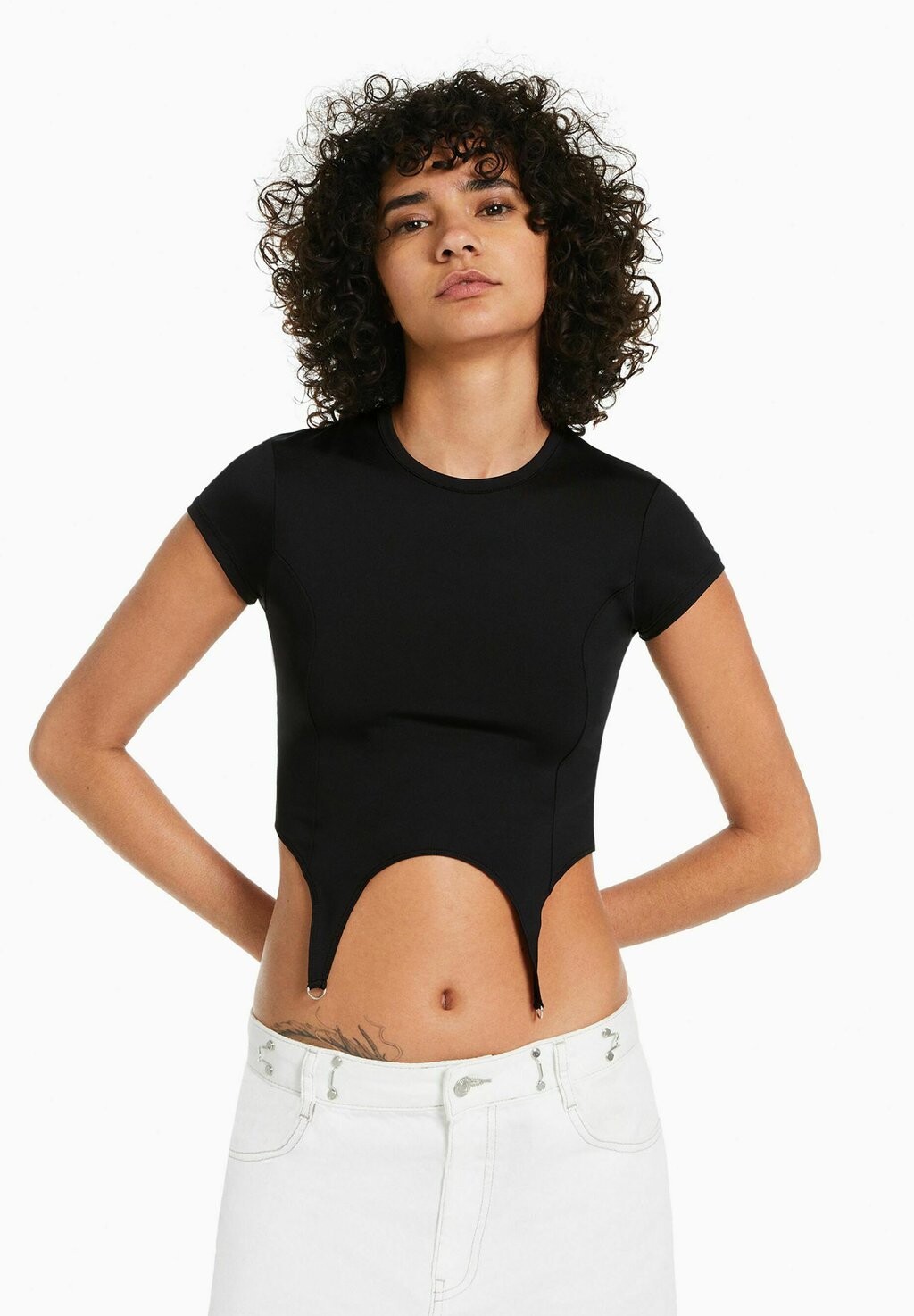 

Футболка с принтом Bershka, черный