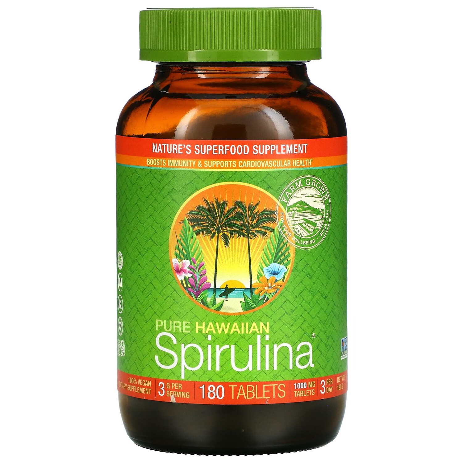 

Pure Hawaiian Spirulina, 1000 мг, 180 таблеток, Nutrex Hawaii