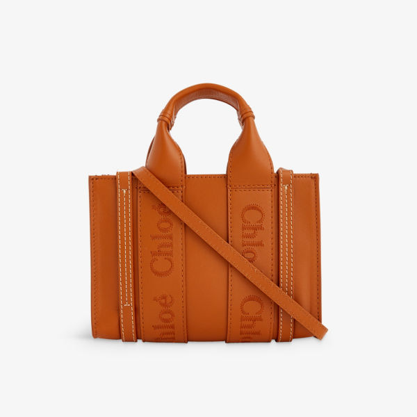 Миниатюрная кожаная сумка через плечо Woody Chloe, цвет caramel