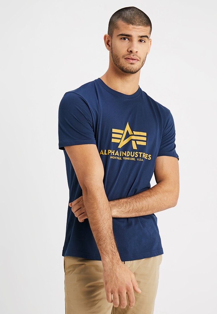 

Футболка с принтом Alpha Industries, темно-синий