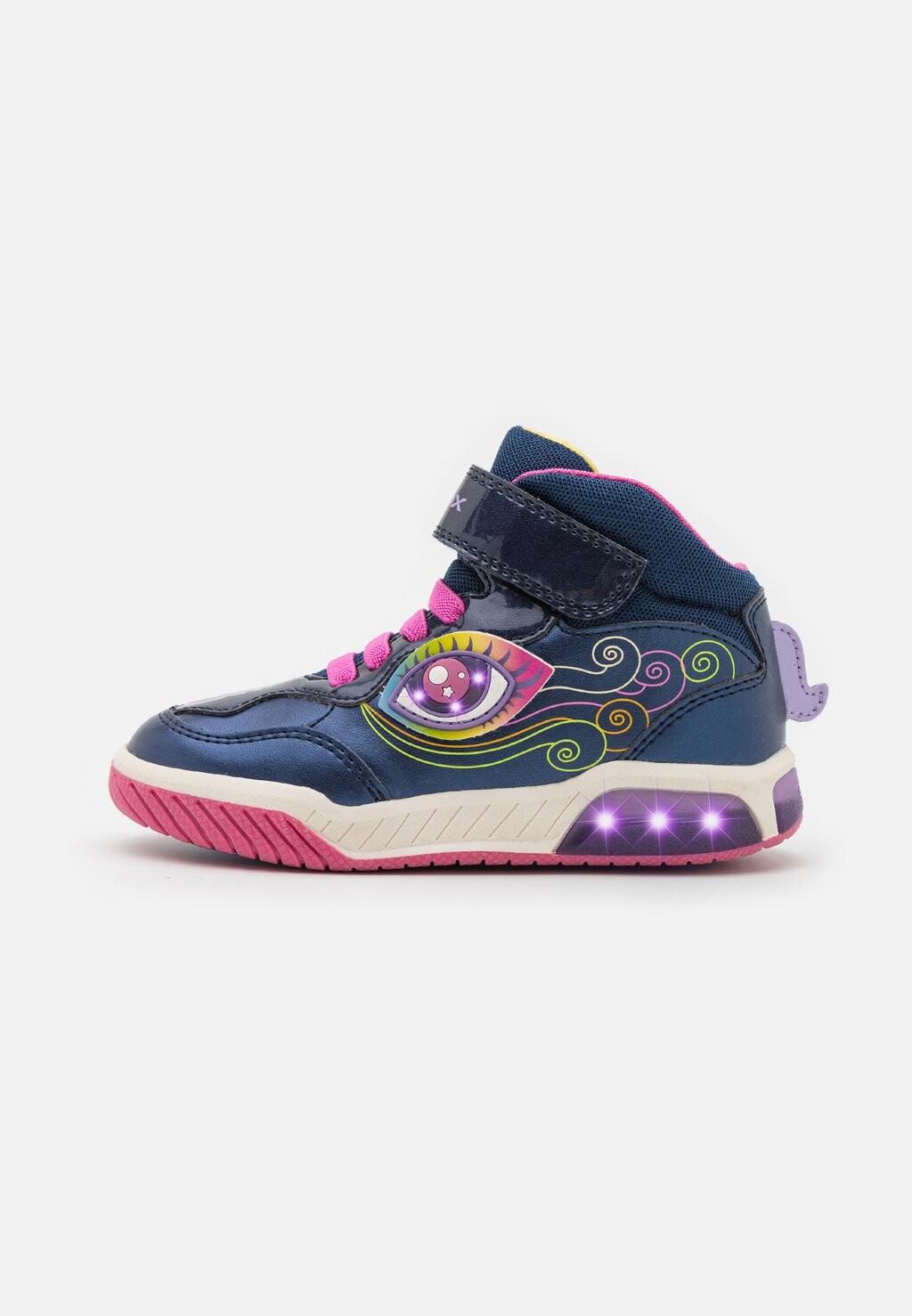

Кроссовки высокие INEK GIRL LIGHT UP Geox, цвет navy/multi-coloured