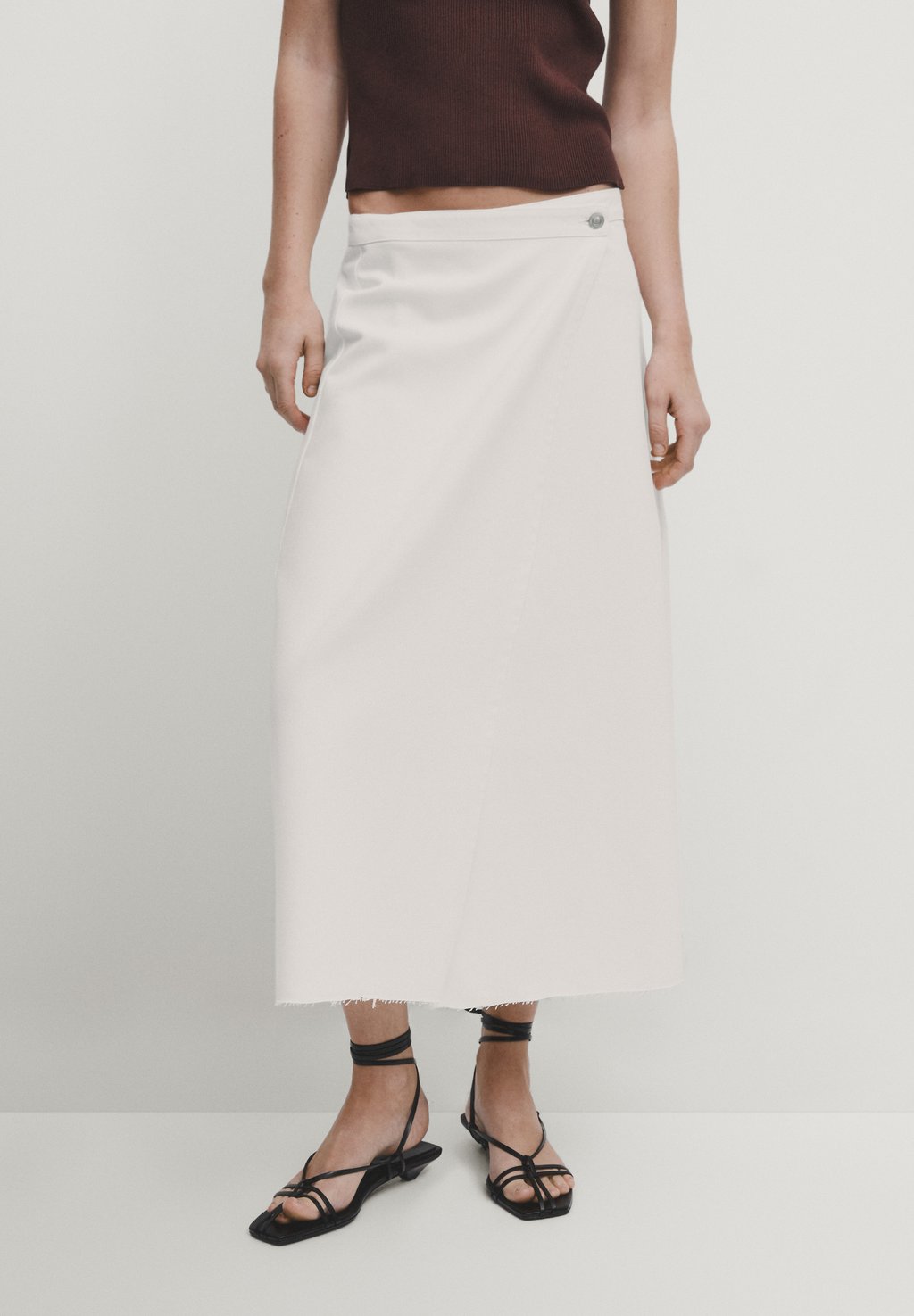 Джинсовая юбка Massimo Dutti, цвет white