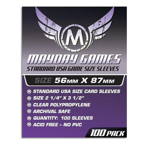 цена Чехол для карточек 100 X Clear Standard American Card Sleeves 56Mm X 87Mm (Mayday) Mayday Games