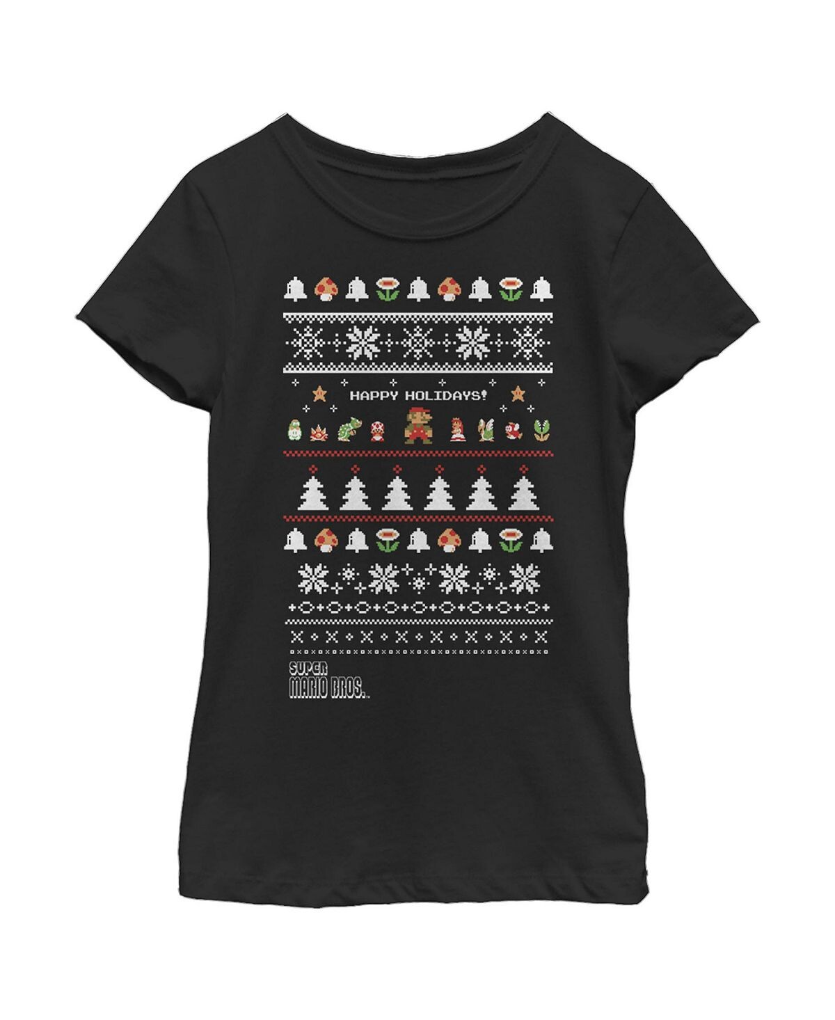 

Детская футболка Ugly Christmas Super Mario Happy Holidays для девочек Nintendo