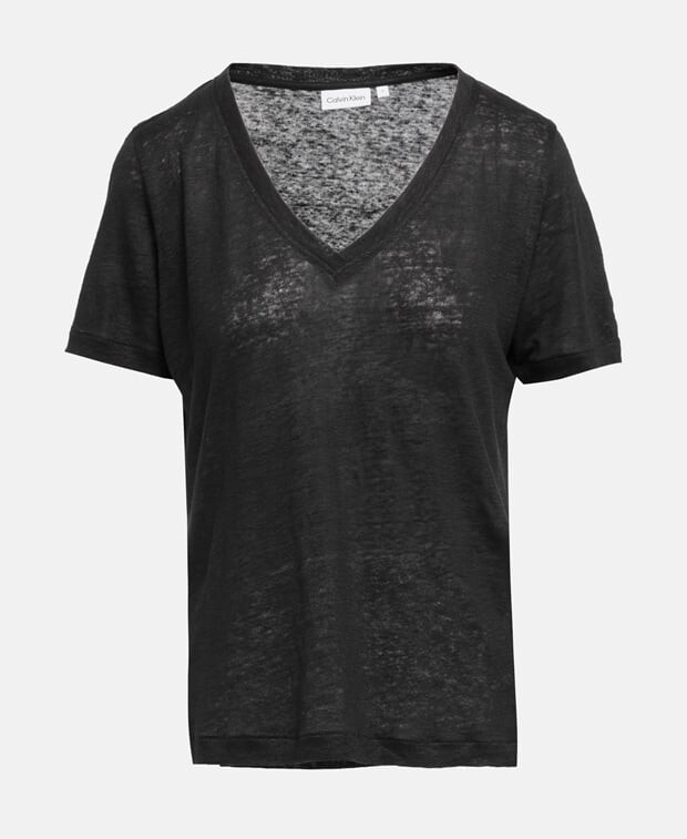 

Льняной лонгслив Calvin Klein, черный