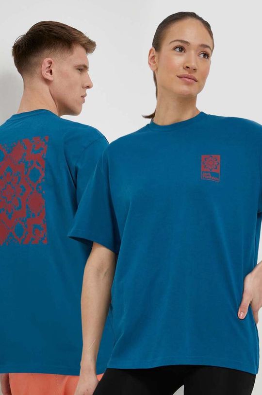 футболка с принтом discover heart jack wolfskin цвет sea shell Хлопковая футболка 10 Jack Wolfskin, синий