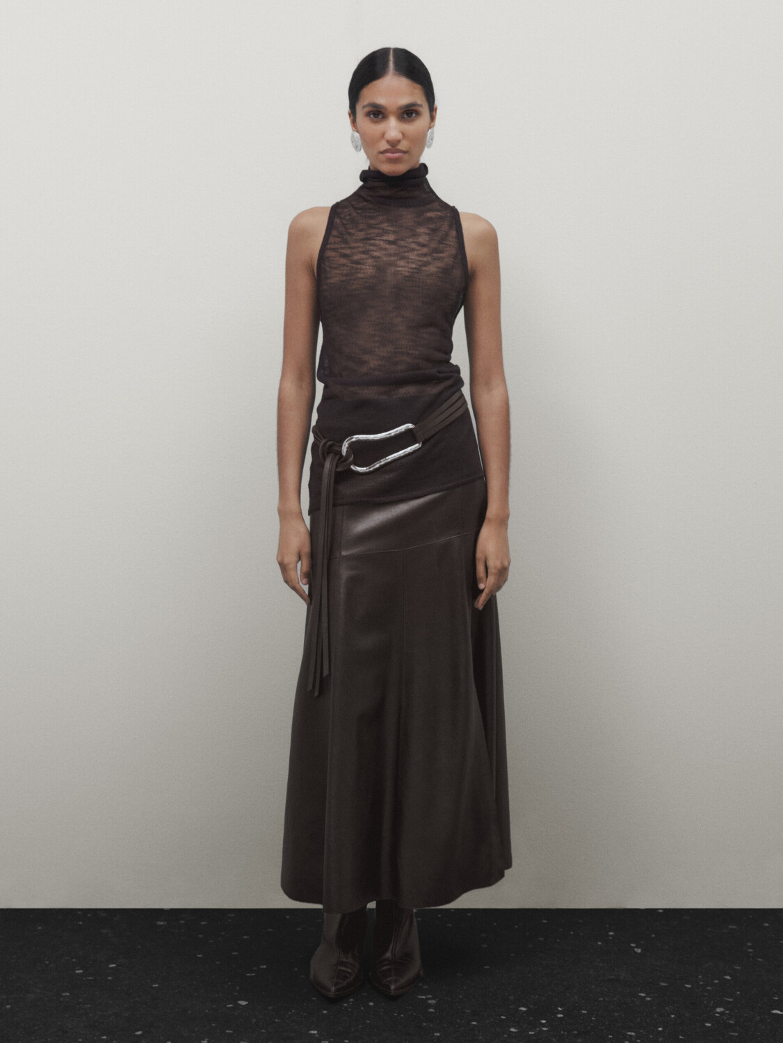 

Полупрозрачный топ Massimo Dutti, шоколадный