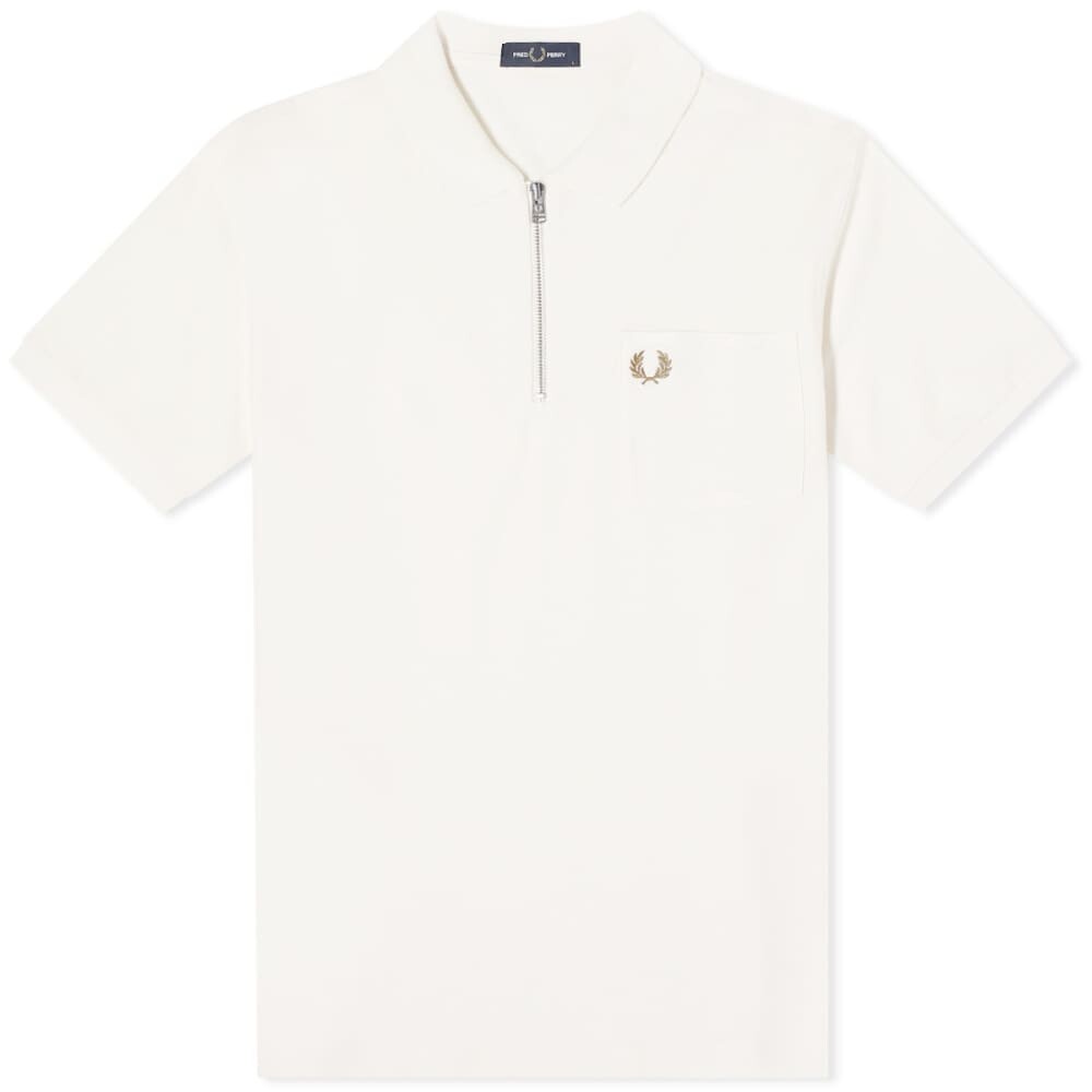 

Текстурированная рубашка-поло с воротником на молнии Fred Perry, экрю