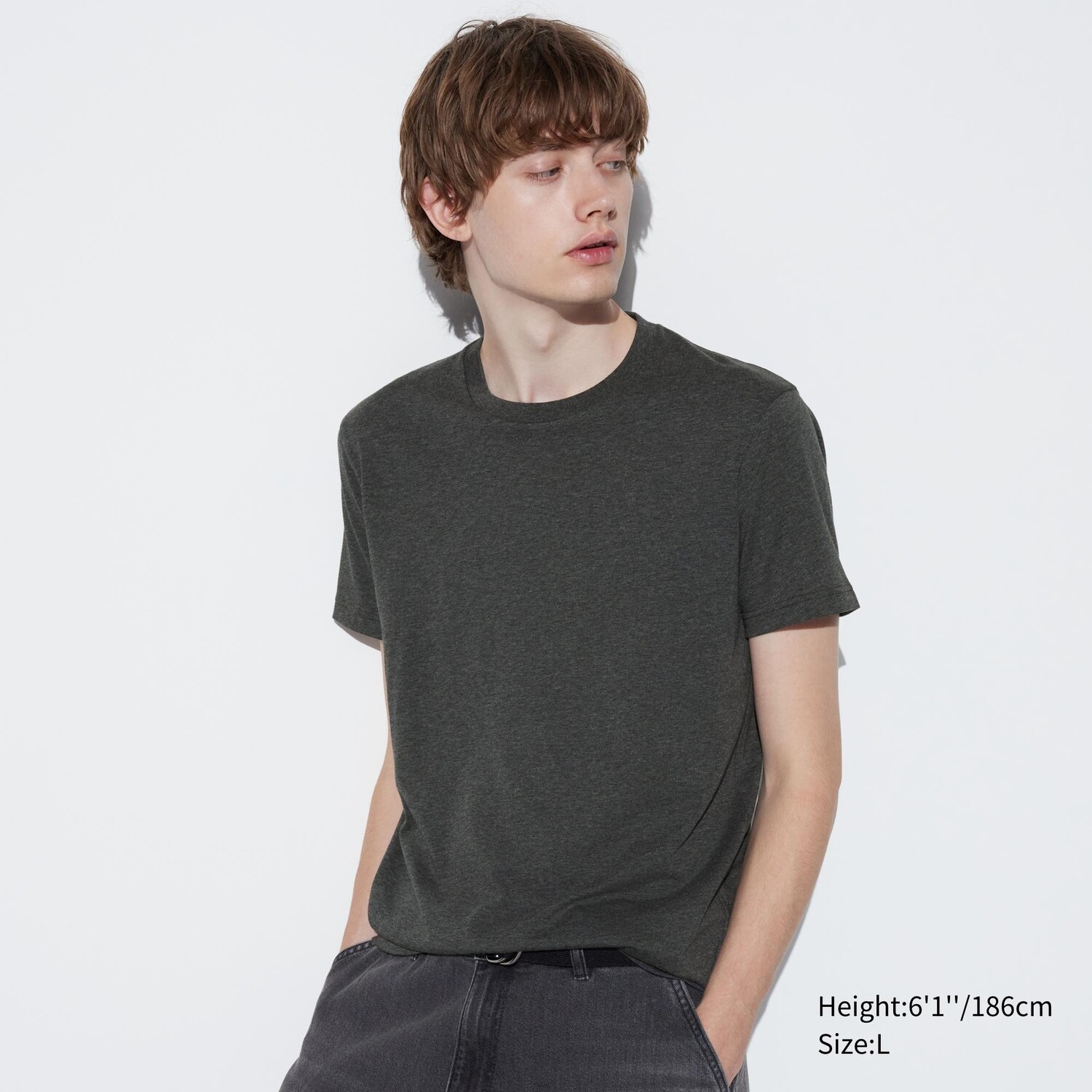 

Футболка с коротким рукавом и круглым вырезом Dry Color UNIQLO, темно-серый