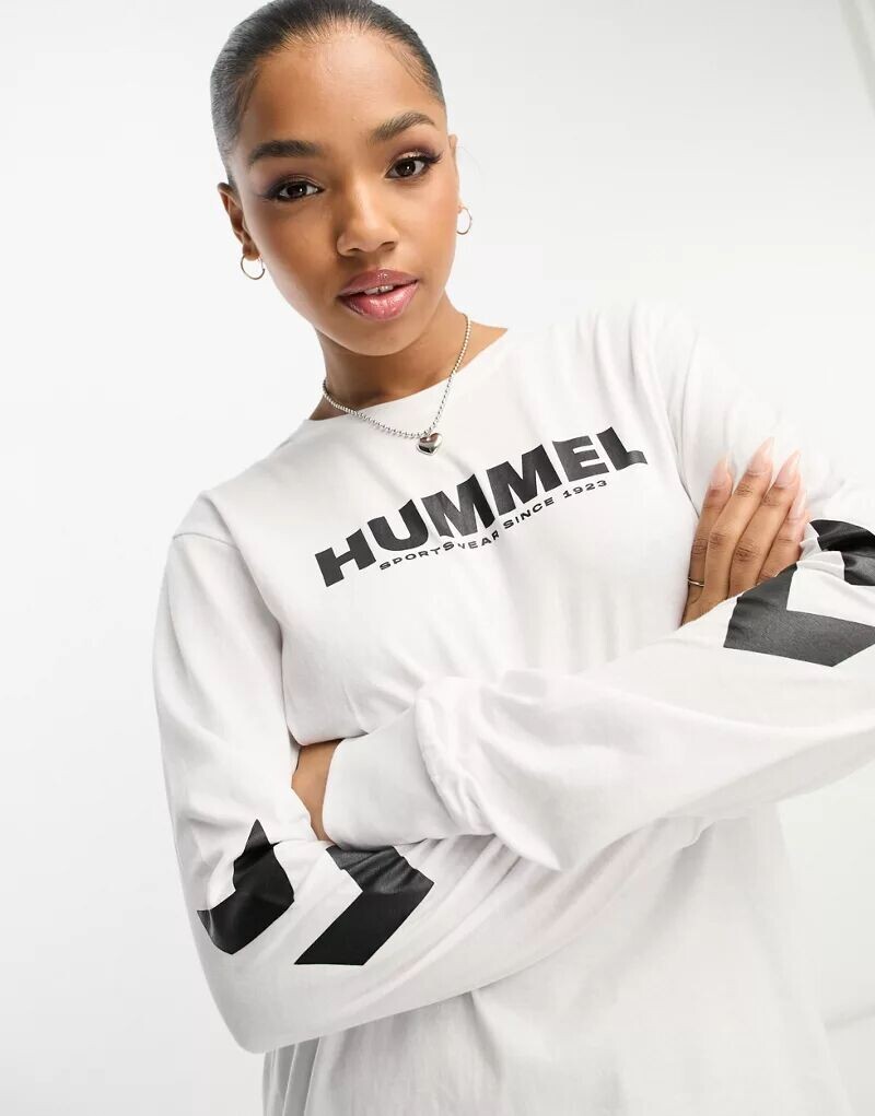 

Белая рубашка унисекс с длинными рукавами Hummel Legacy