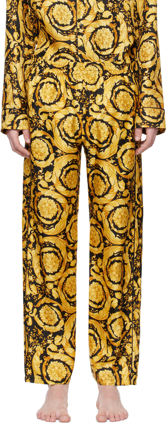 

Черно-желтые брюки для отдыха Barocco Versace Underwear