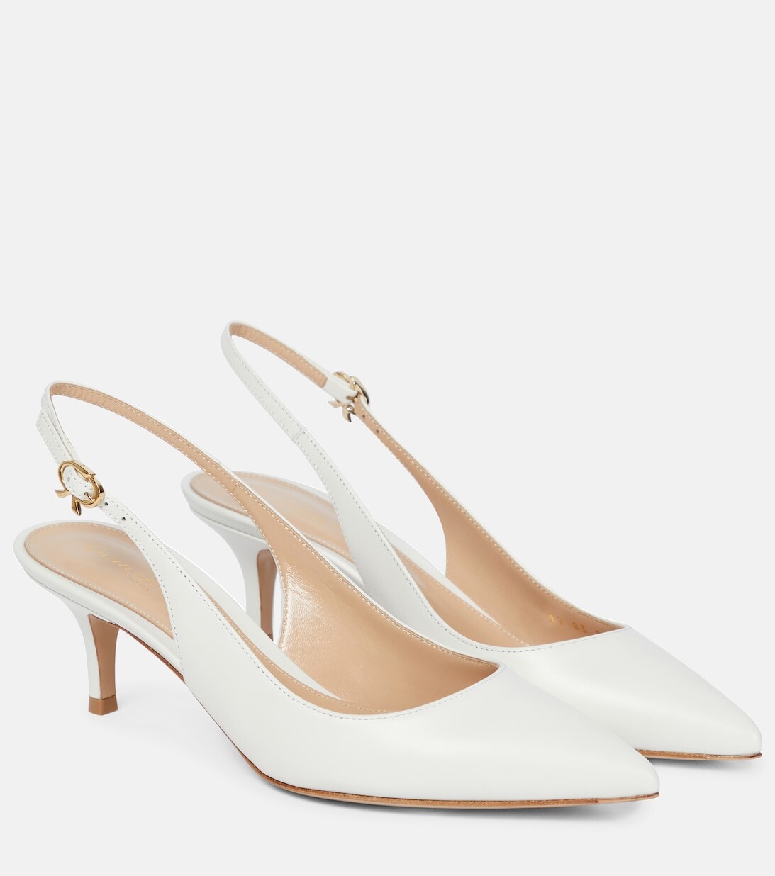 

Туфли-лодочки Ribbon Sling 55 с ремешком на пятке Gianvito Rossi, белый