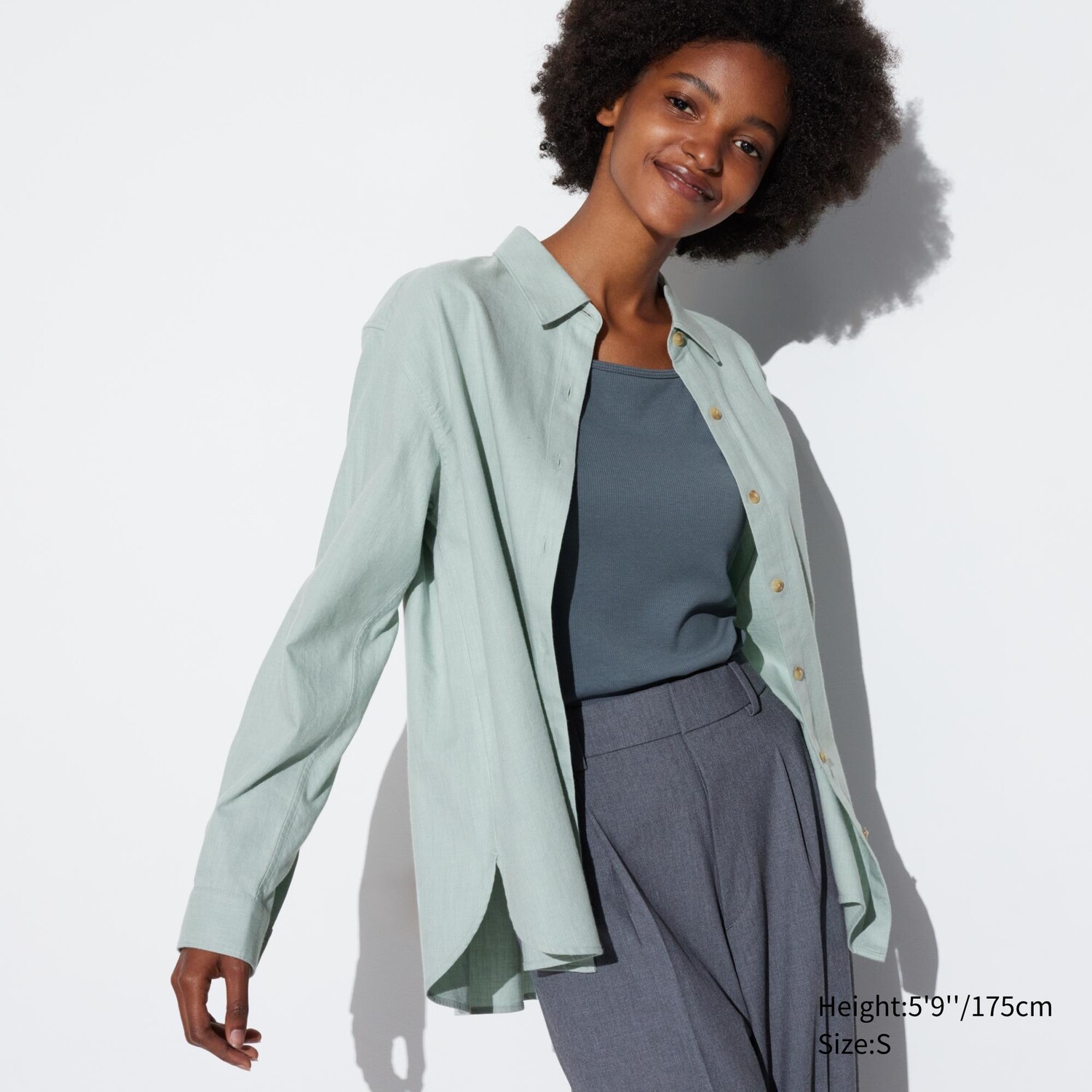 

Рубашка UNIQLO с длинными рукавами, светло-зеленый
