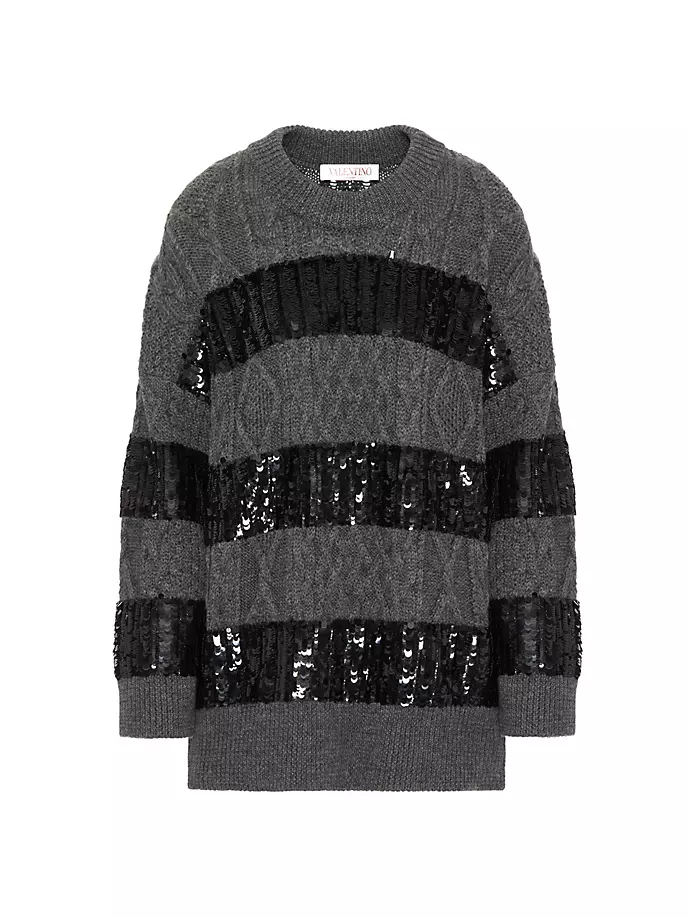 Шерстяной свитер с вышивкой Valentino Garavani, черный