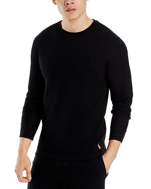 

Пижамная рубашка вафельной вязки с длинными рукавами Polo Ralph Lauren, цвет Black