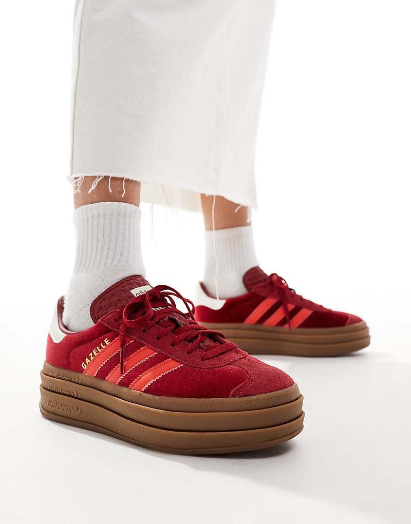 

adidas Originals – Gazelle Bold – Бордовые, бархатные спортивные туфли