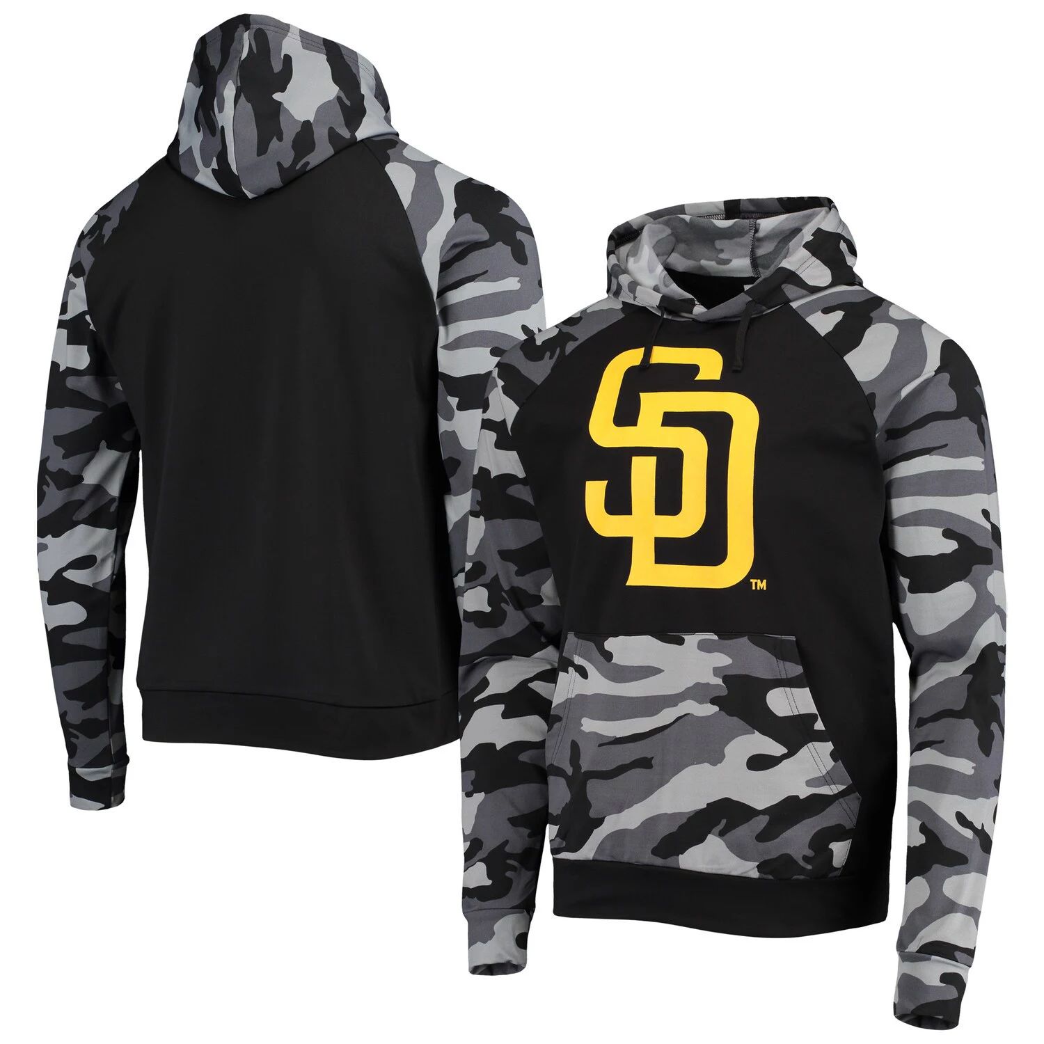 

Мужской черный пуловер с капюшоном FOCO San Diego Padres Camo реглан