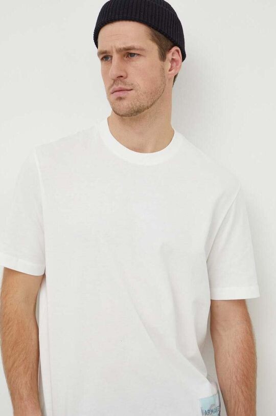 

Хлопковая футболка Armani Exchange, бежевый