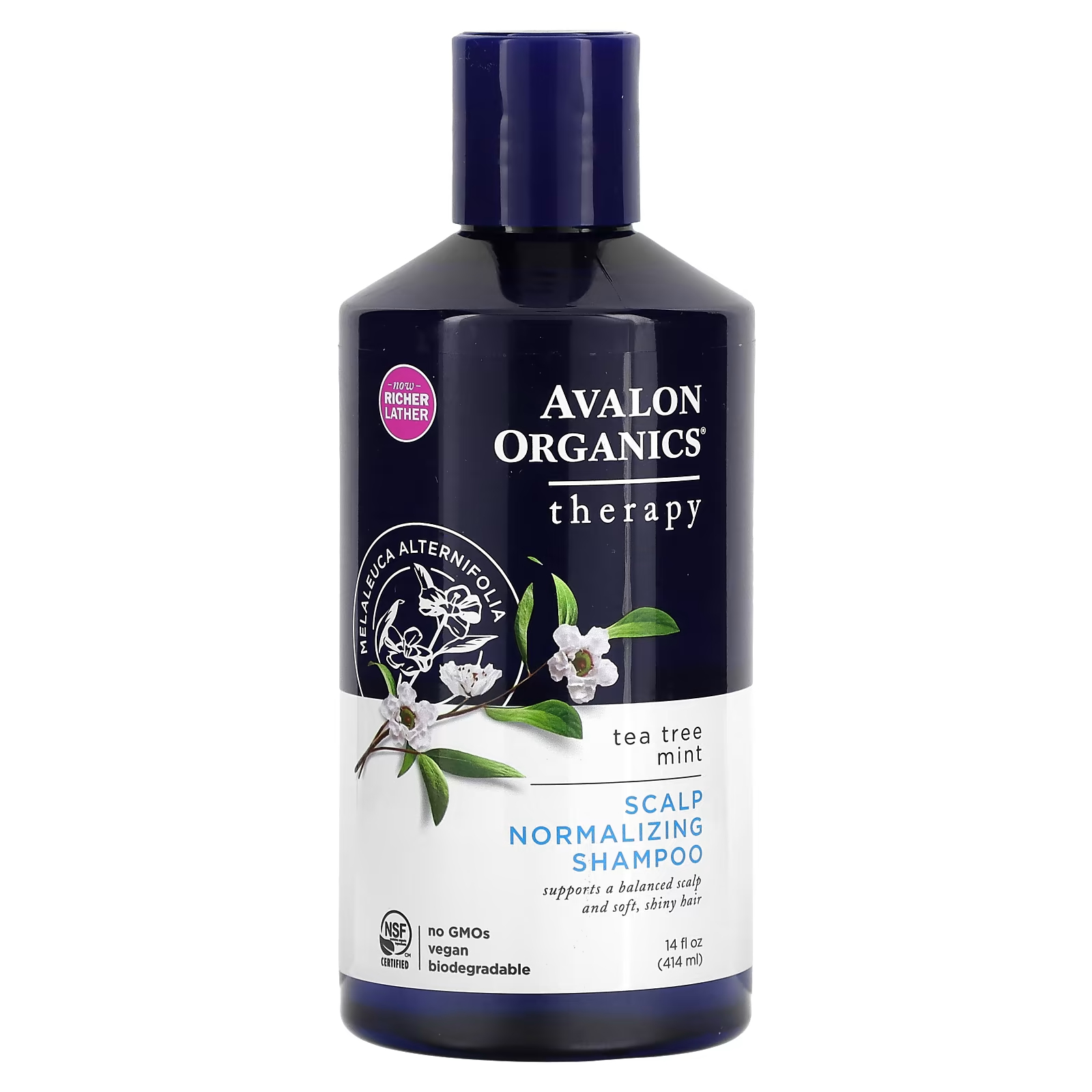 Avalon Organics Therapy Scalp Normalizing Shampoo Tea Tree Mint 14 жидких унций (414 мл)