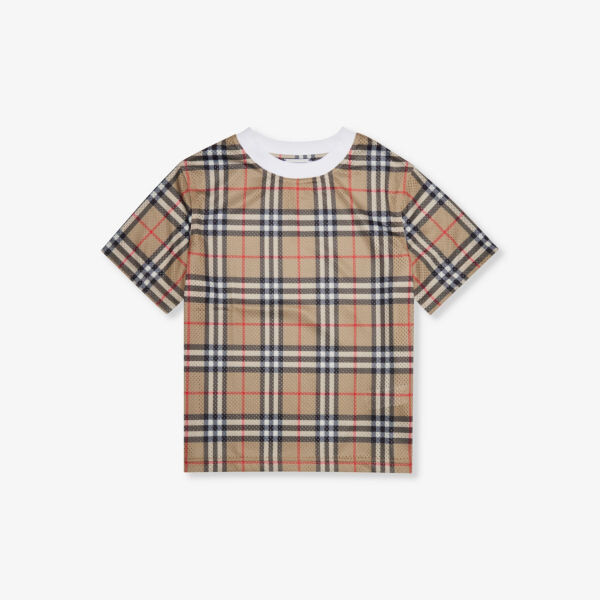 

Футболка из тканого трикотажа в клетку percy 4–14 лет Burberry, бежевый
