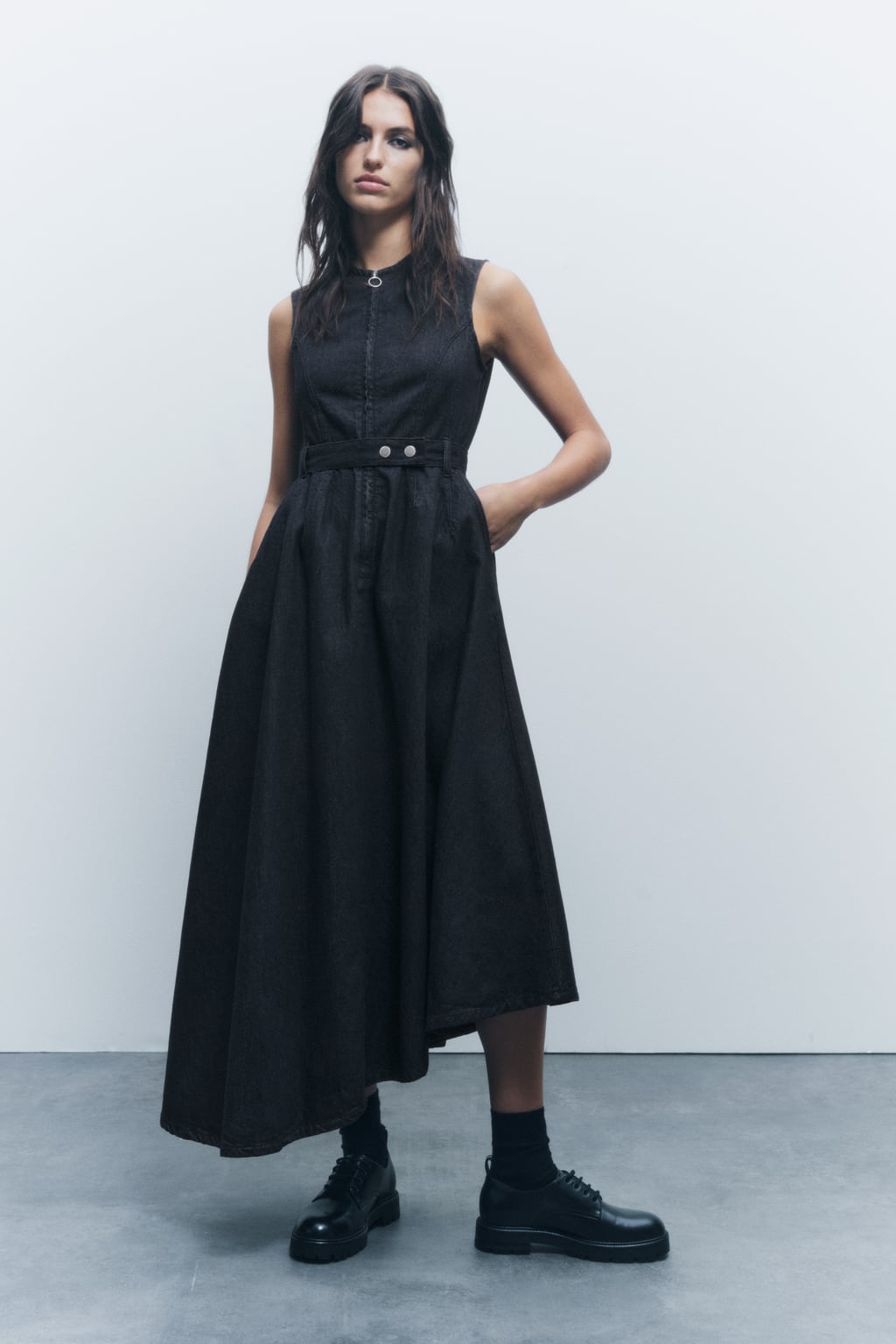 

Асимметричное джинсовое платье Zw Collection ZARA, синий