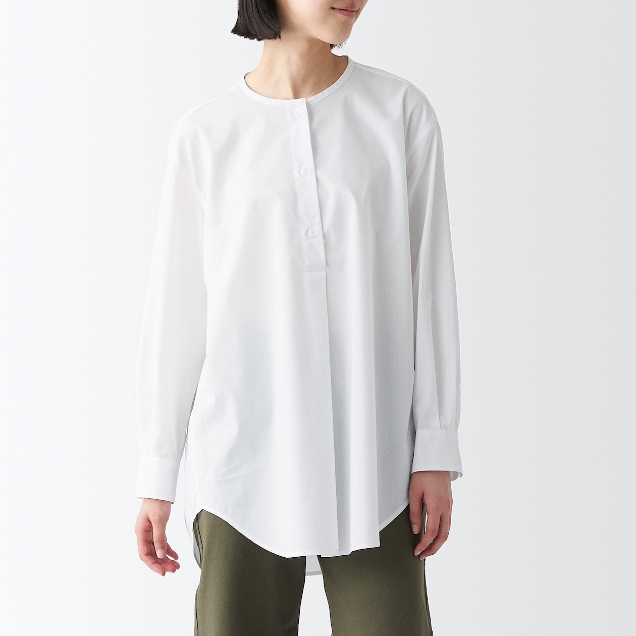 

Широкая туника с длинными рукавами, которая легко сохнет MUJI, белый