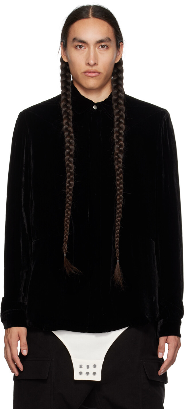 

Черная рубашка с туманным карманом Rick Owens