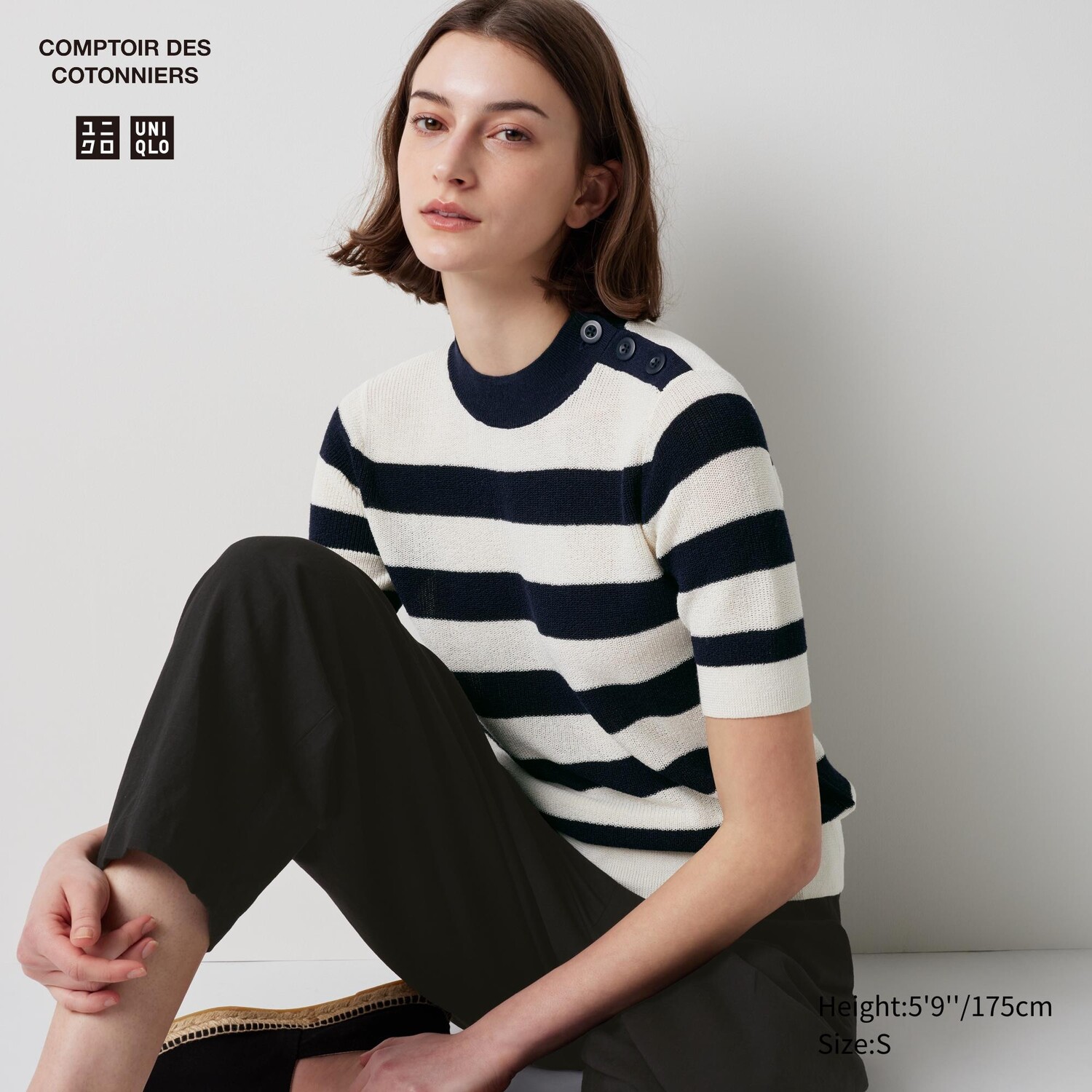 

Льняной свитер UNIQLO, темно-синий