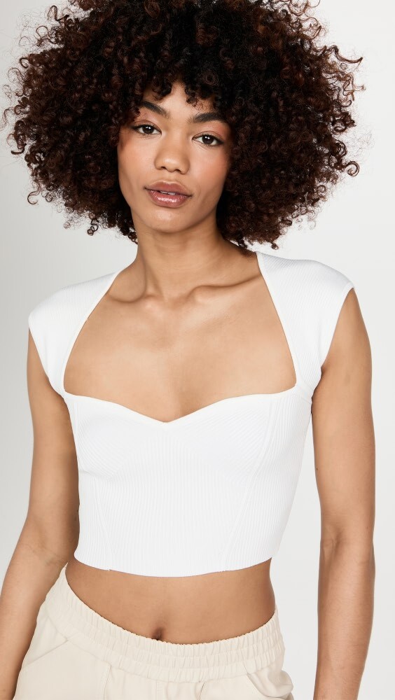 

Футболка SIMKHAI Abia Compact Rib Cropped, белый