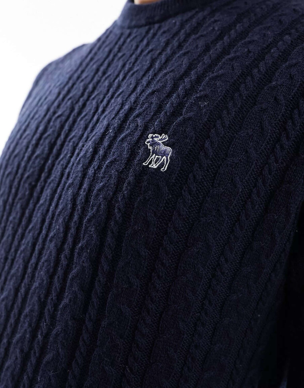 

Темно-синий джемпер из шерсти мериноса с логотипом Abercrombie & Fitch