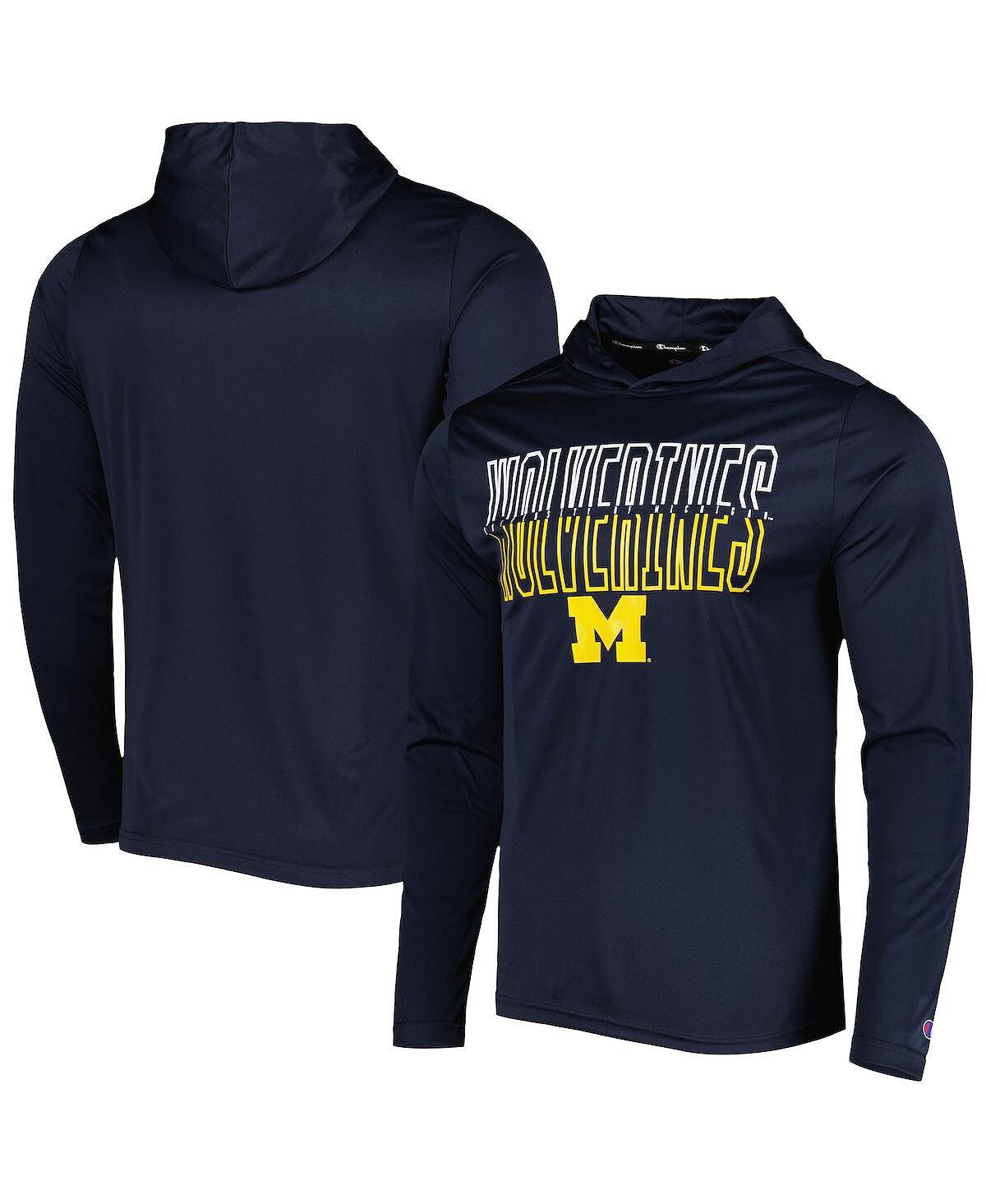 

Мужской темно-синий пуловер с капюшоном Michigan Wolverines Impact Champion