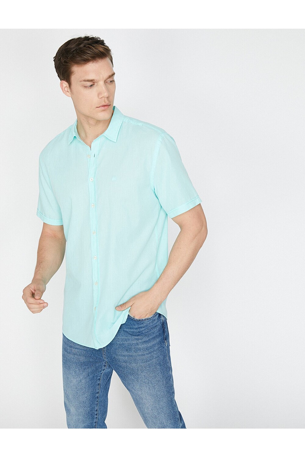 

Повседневная рубашка Slim Fit с короткими рукавами Koton, зеленый