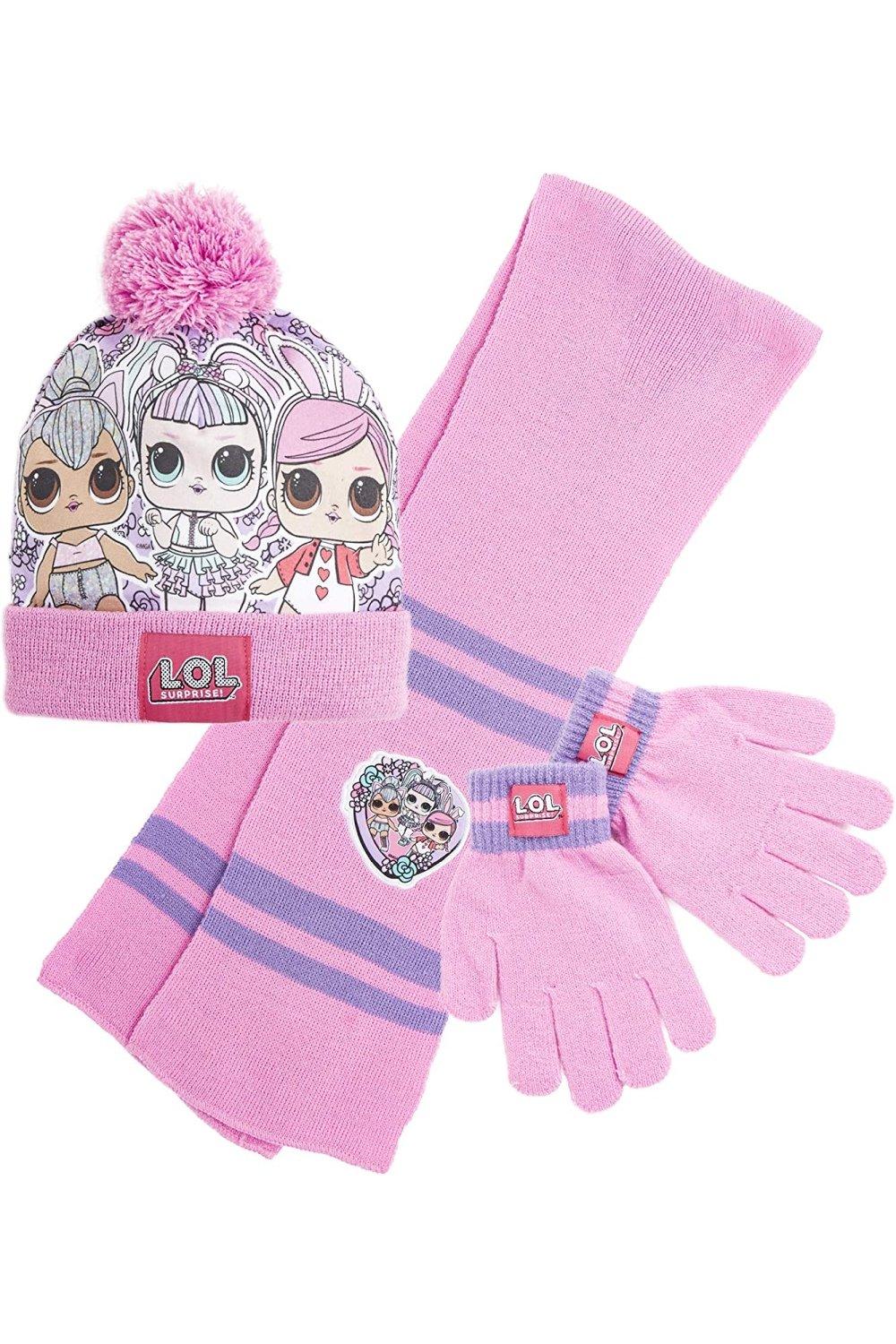 Набор из шапки, шарфа и перчаток (кукла из 3 предметов) L.O.L. Surprise, розовый новые шапки облегающие шапки женская вязаная шапка шарф женские зимние шапки шапка с помпоном теплая балаклава маска разноцветная обл