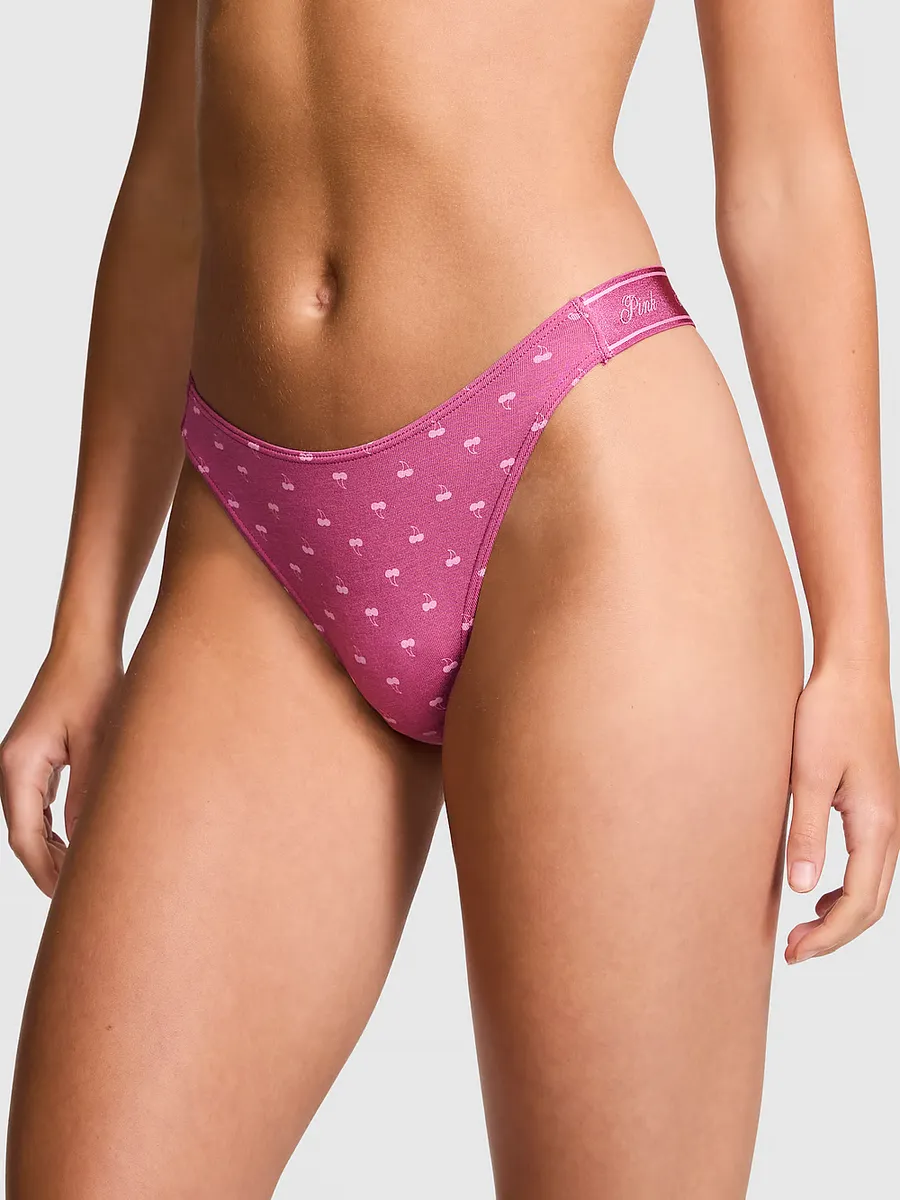 

Хлопковые трусики-стринги с логотипом Pink, цвет Midnight Mauve Cherry Print