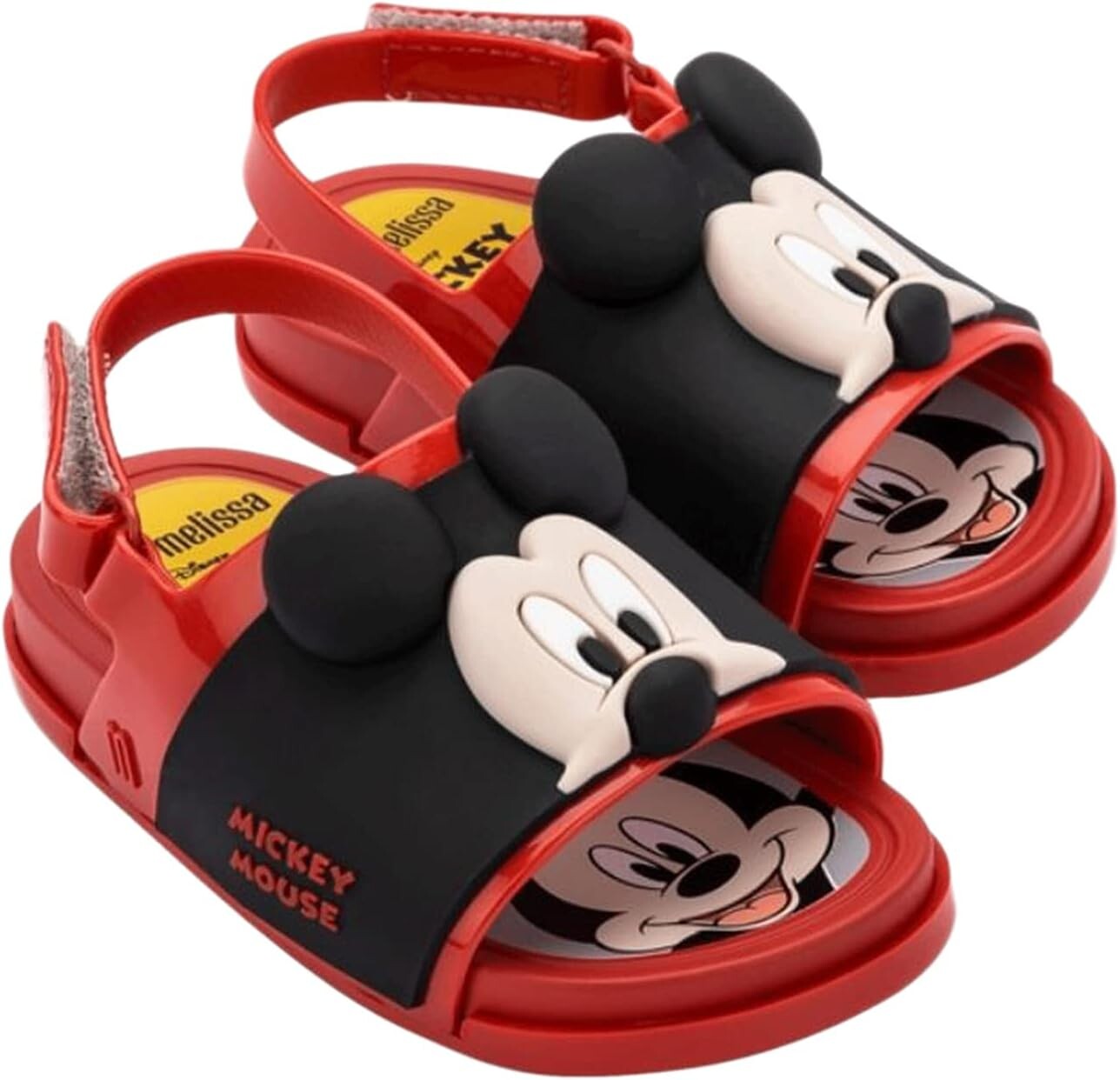 

Сандалии на плоской подошве Beach Slide + Mickey & Friends Mini Melissa, красный/черный