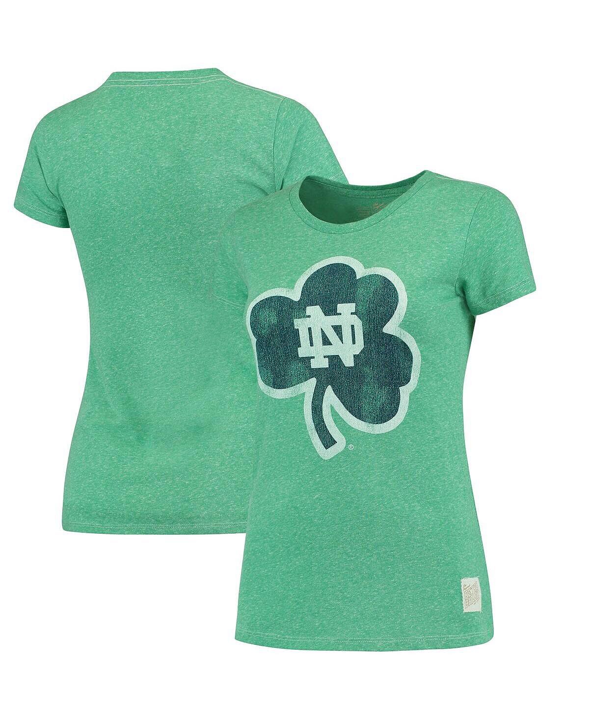 

Женская футболка Kelly Green Notre Dame Fighting Irish Tri-Blend с круглым вырезом Original Retro Brand