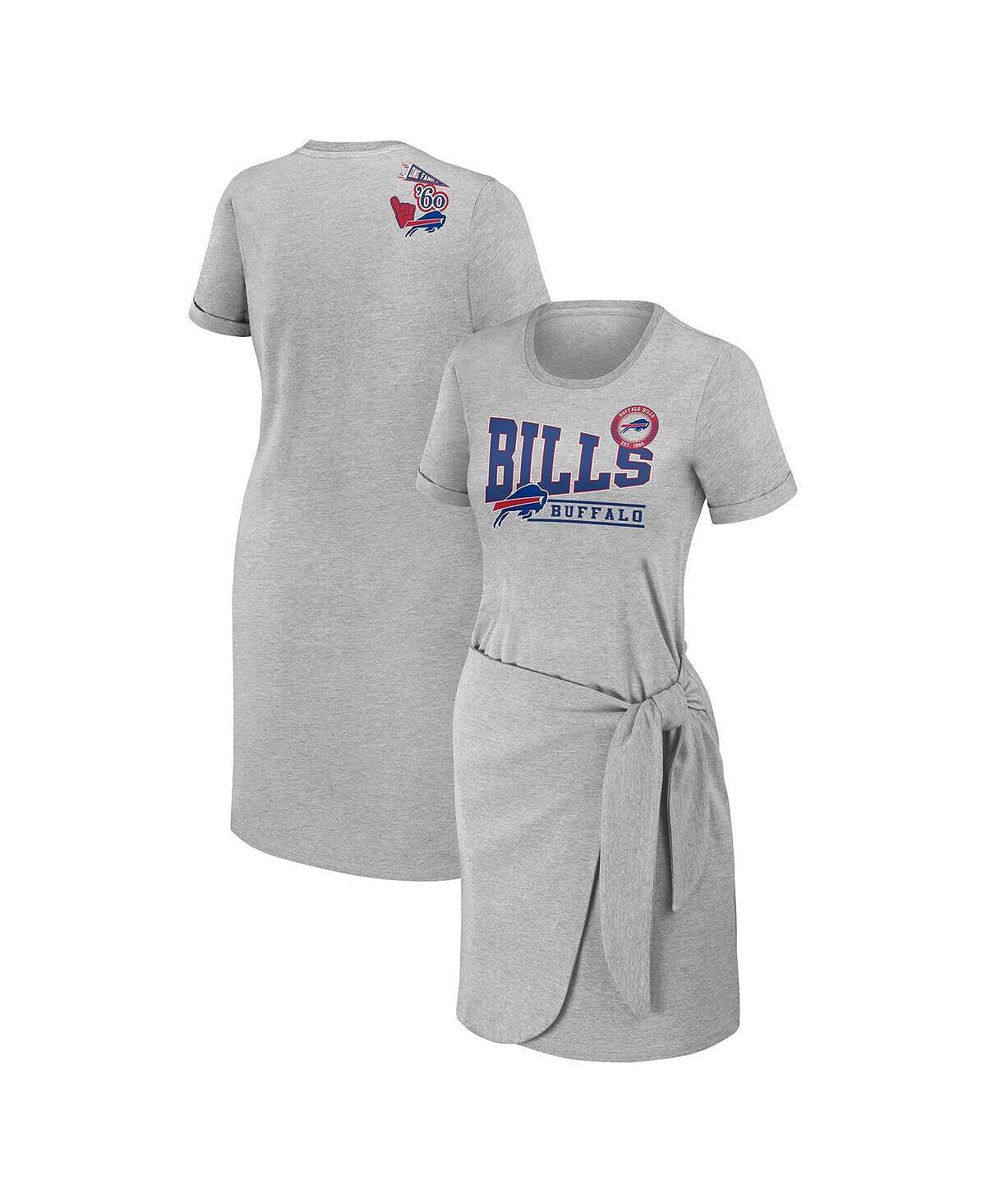 

Женское платье-футболка с узлом размера плюс, серый Хизер Buffalo Bills WEAR by Erin Andrews
