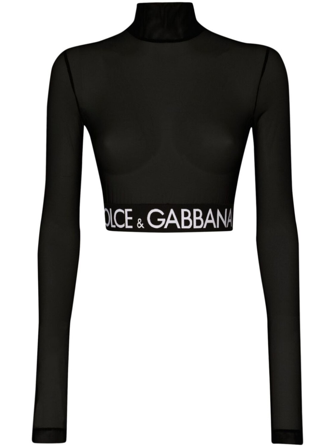 

Dolce & Gabbana топ из тюля с высоким воротом, черный